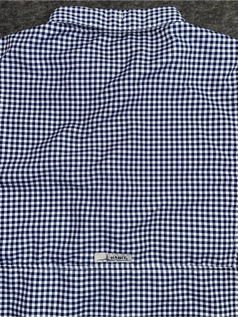Habit River Guide Brookside Check Medieval Blue Fishing Shirt XL UPF 40 Vent